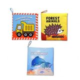 3 Kitap Tox İngilizce Deniz Canlıları , Orman Hayvanları ve İş Makinaları Kumaş Sessiz Kitap E118 E122 E127 - Bez Kitap , Eğitici Oyuncak , Yumuşak ve Hışırtılı