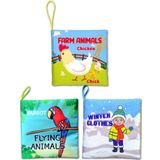 3 Kitap Tox İngilizce Kışlık Giysiler , Uçan ve Çiftlik Hayvanları Kumaş Sessiz Kitap E119 E124 E133 - Bez Kitap , Eğiti