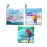 3 Kitap Tox İngilizce Kutup Hayvanları , Uçan Hayvanlar Ve Kışlık Giysiler Kumaş Sessiz Kitap E124 E125 E133 - Bez Kitap , Eğitici Oyuncak