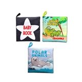 3 Kitap Tox İngilizce Siyah-Beyaz Bebek , Safari ve Kutup Hayvanları Kumaş Sessiz Kitap E125 E130 E136 - Bez Kitap , Eğitici Oyuncak , Yumuşak ve Hışırtılı