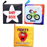 3 Kitap Tox İngilizce Taşıtlar , Meyveler ve Siyah-Beyaz Bebek Kumaş Sessiz Kitap E126 E132 E136 - Bez Kitap , Eğitici O