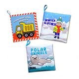 3 Kitapingilizce İş Makinaları , Kışlık Giysiler Ve Kutup Hayvanları Kumaş Sessiz Kitap E118 E124 E125 - Bez Kitap