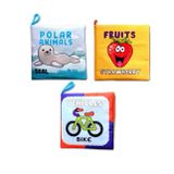 3 Kitapingilizce Kutup Hayvanları , Taşıtlar Ve Meyveler Kumaş Sessiz Kitap E125 E126 E132 - Bez Kitap