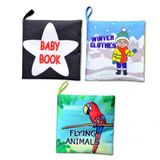 3 Kitapingilizce Siyah-Beyaz Bebek , Kışlık Giysiler Ve Uçan Hayvanlar Kumaş Sessiz Kitap E125 E133 E136 - Bez Kitap