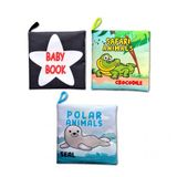 3 Kitapingilizce Siyah-Beyaz Bebek , Safari Ve Kutup Hayvanları Kumaş Sessiz Kitap E125 E130 E136 - Bez Kitap