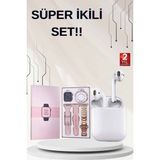 3 Kordonlu Dokunmatik Ekran Akıllı Saat ve 2.nesil Kablosuz Bluetooth Kulaklık An - SPTROT8967-4 - Çok Renkli
