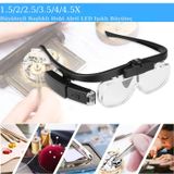 3 Lens 2 Led Işıklı Gözlük Tipi Büyüteç Usb Şarjlı Büyüteç 1.5x 4.5x Profesyonel Okuma Hobi İçin