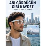 3 Lensli Kameralı Akıllı Gözlük Aı Sesli Asistan Çeviri Bluetooth Görüşme Müzik Fotoğraf Video Kayıt Özellikli - Siyah