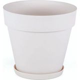 3 Litre 19Çap 17,5Boy Mat Kırık Beyaz Renk Dekoratif Plastik Saksı Yalı No3 Beyaz