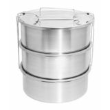3 Lt Paslanmaz Çelik 3lü Sefer Tası 3-5 Kişilik Yemek Taşıma Kabı 1000ml Isıtılabilir 3 Kap 17x22cm
