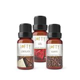 3 lü Avantajlı Set Lofty Çikolata, Gül, Kahve Saf Uçucu Yağ (10ml) -%100 Doğal Esansiyel Yağ | Uyku, Rahatlama ve Aromaterapi İçin Buhurdanlık ve Difüzör Yağı