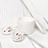 3 Lü Balık Sırtı Kristal Taşlı Özel Tasarım %100 Doğal Soya Wax Mum - Beyaz
