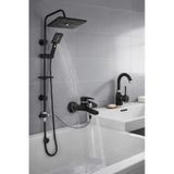 3 Lü Banyo Seti Lavabo Banyo Duş Tepeleme Robot Siyah