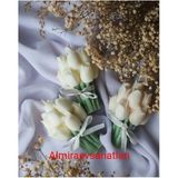 3 Lü Beyaz Lale Buketi Mum