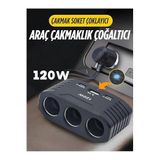 3 lü Çakmak Soketi 120W Çakmaklık Çoğaltıcı 2 Usb 1 Type-c Araç Şarj Cihazı Çakmak Çoklayıcı
