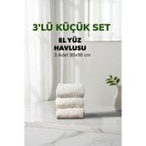 3 lü Çizgili Beyaz Renk Yumuşak Pamuk El Yüz Banyo Havlusu Seti 50x90 cm