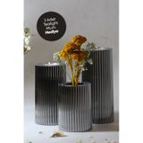 3 Lü Füme Krom Tırtıklı Yüzey Mumluk Dekoratif Tealight Set Mum