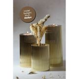 3 Lü Gold Krom Tırtıklı Yüzey Mumluk Dekoratif Tealight Set Mum