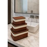 3 Lü Kapaklı Bambu Depolama&organizer Sepeti 36X26X17 cm - Kahverengi