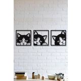 3 lü Kedi Duvar Tablosu Ahşap Kedi Tablosu MDF Kedi Tablosu