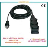 3 Lü Monofaze Arac Şarjı Için (40 Metre) 3x4 Ttr Kablo Tam Bakir Uzatma Seyyar Kablo - 5 METRE