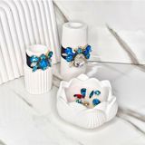 3 Lü Mumluk Arı Figürlü Kristal Taşlı Özel Tasarım %100 Doğal Soya Wax Mum - Beyaz