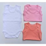 3 Lü Paket Askılı Çıtçıtlı Badi - 1 - 2 Yaş - Beyaz - Pembe