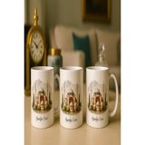 3 Lü Paket Ayasofya Baskı Porselen Kahve Kupa Bardak - Pembe - 330 ml