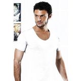 3 lü Paket Hmd Erkek Derin Bisiklet Yaka Kısa Kollu Lycralı Beyaz T-shirt EDY714-715B