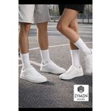 3' Lü Paket Unisex Rahat Fitilli Kolej & Tenis Çorabı Düz Renk Beyaz | Pamuklu Uzun (Kadın & Erkek) - 40 - 44