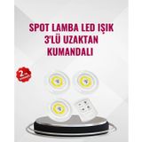 3 Lü Pilli Kablosuz Led Spot Lamba Seti Kumandalı Kolay Montaj Aydınlatma FRTKGT25DYMXUCZ3LÜLAMBA-3