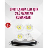 3 Lü Pilli Led Spot Lamba Seti Kumandalı Kolay Montaj Aydınlatma