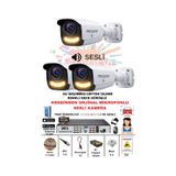 3 Lü Sesli Güvenlik Kamerası 5 Mp Gece Renkli Yüz Ve Araç Tanımalı Full Hd Kamera Sistemi