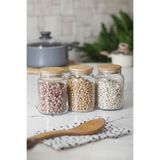 3 Lü Set Bambu Kapaklı Cam Kavanoz & Erzak Saklama Kabı 800 Ml Orta Boy Vakum Kapak Asm0209-3