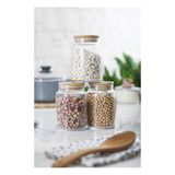 3 Lü Set Bambu Kapaklı Cam Kavanoz & Erzak Saklama Kabı 800 ml Orta Boy ( Vakum Kapak ) - Renkli - Belirtilmemiş