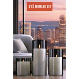 3 Lü Set Cam Vazo Silindir Mumluk Seti ERKG-OPH-001125
