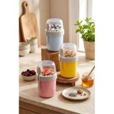3 'lü Set Çatallı Kaşıklı Atıştırmalık Yemek Yoğurt Müsli Granola Diyet Kabı - Renkli Yemek Saklama Kabı