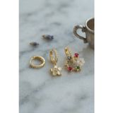 3 Lü Set Gold Renk Çiçek Model Küpe - Lisinya