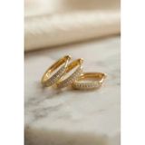 3 Lü Set Gold Renk Zirkon Taşlı Kare Halka Küpe - Lisinya