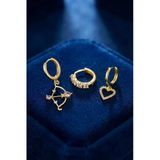 3 Lü Set Küpe Gold Renk Eros Yay Detaylı - Lisinya