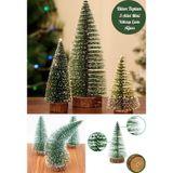 3 Lü Set Nevada Mini Çam Ağacı Uçlarına Kar Yağmış Karlı Yılbaşı Hediyesi 15 - 12 - 8 Cm