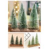 3 Lü Set Nevada Mini Çam Ağaçları Yılbaşı Hediyesi Meşe Kütük Üzerinde Çam Ağaçları 16-12-10 Cm