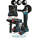 3 Lü Set Torklu Vidalama Somun Sıkma Şarjlı Matkap 2-26mm Şarjlı Taşlama 125mm
