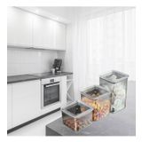 3 Lu Set Vakumlu Kare Saklama Kabi Akrilik Kristal 3 Boy Erzak Kabi (600-900-1300 Ml)