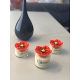 3 lü Set Yasemin Kokulu Gelincik Çiçekli Bardak Mum