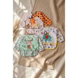 3 Lü Sıvı Geçirmez Uzun Kollu Bebek Mama Önlüğü - Blw Uyumlu, Leke Tutmaz, Kırıntı Cepli Ek Gıda Önlüğü Seti - Çok Renkli - Standart