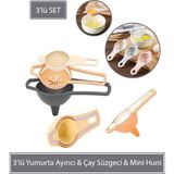 3 Lü Yumurta Ayırıcı & Çay Süzgeci & Mini Huni - Seçenek 1 - Antrasit