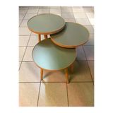 3.lü Zigon Sehpa 18mm 1.sınıf Mdf Lam Tabla 37cm Çapında Mint Yeşili Kullanıma Hazır Montajlı Yeşil