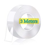 3 Metre Çift Taraflı Bant Ekstra Güçlü Şeffaf Yıkanabilir İnce Nano Bant Çıkarılabilir İz Yok Kaymaz Yeniden Kullanılabilir Çift Bant, Halı, Mutfak, Araba veya Ofis için