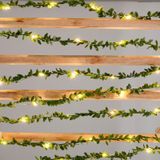 3 metre Led Işıklı Sarmaşık Yapay Yeşil Şerit Yaprak Dekoratif Süsleme Peri Tel led Ampul